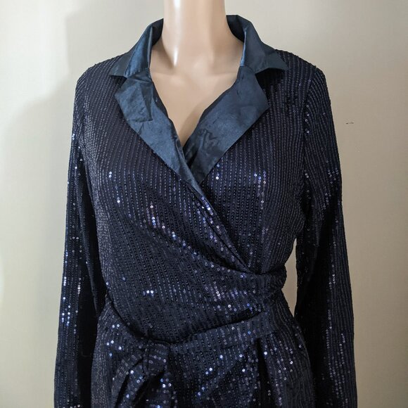 Sequin navy blazer night dress, women's medium - Picture 4 of 7